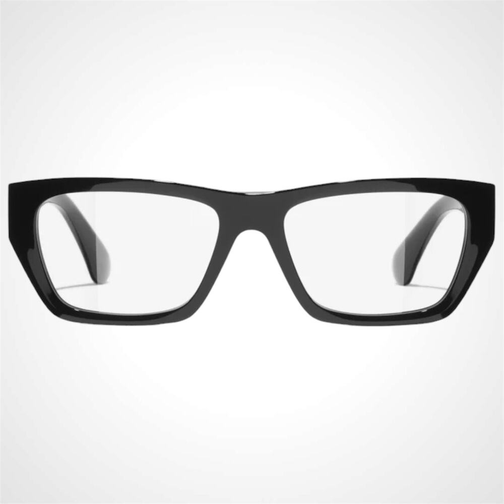 New CHANEL Eyeglasses Black Gold Chain CC Rectangle 52mm Rx-able - Picture 2 of 5